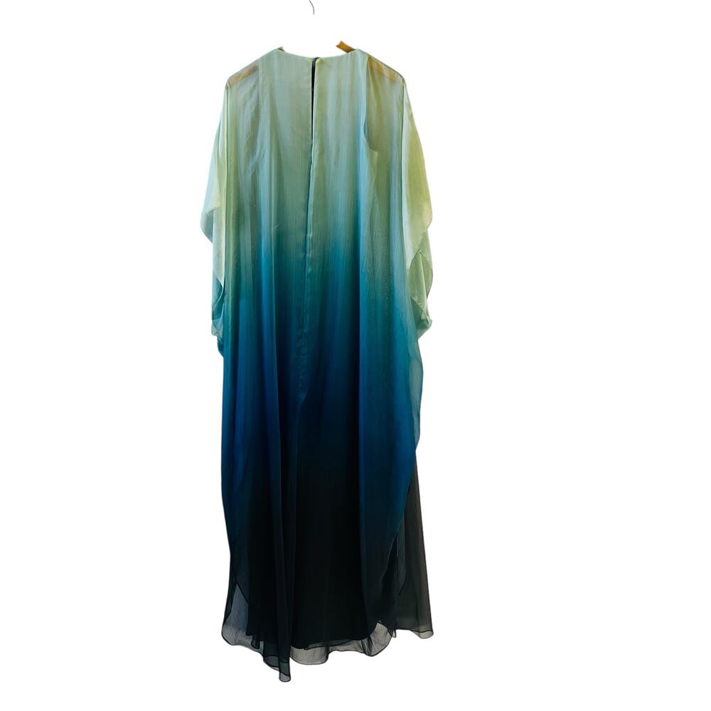 Halston Heritage Ombré Keyhole Double Split Kaftan Siz S Small In Atlantic Ombré - Picture 3 of 7
